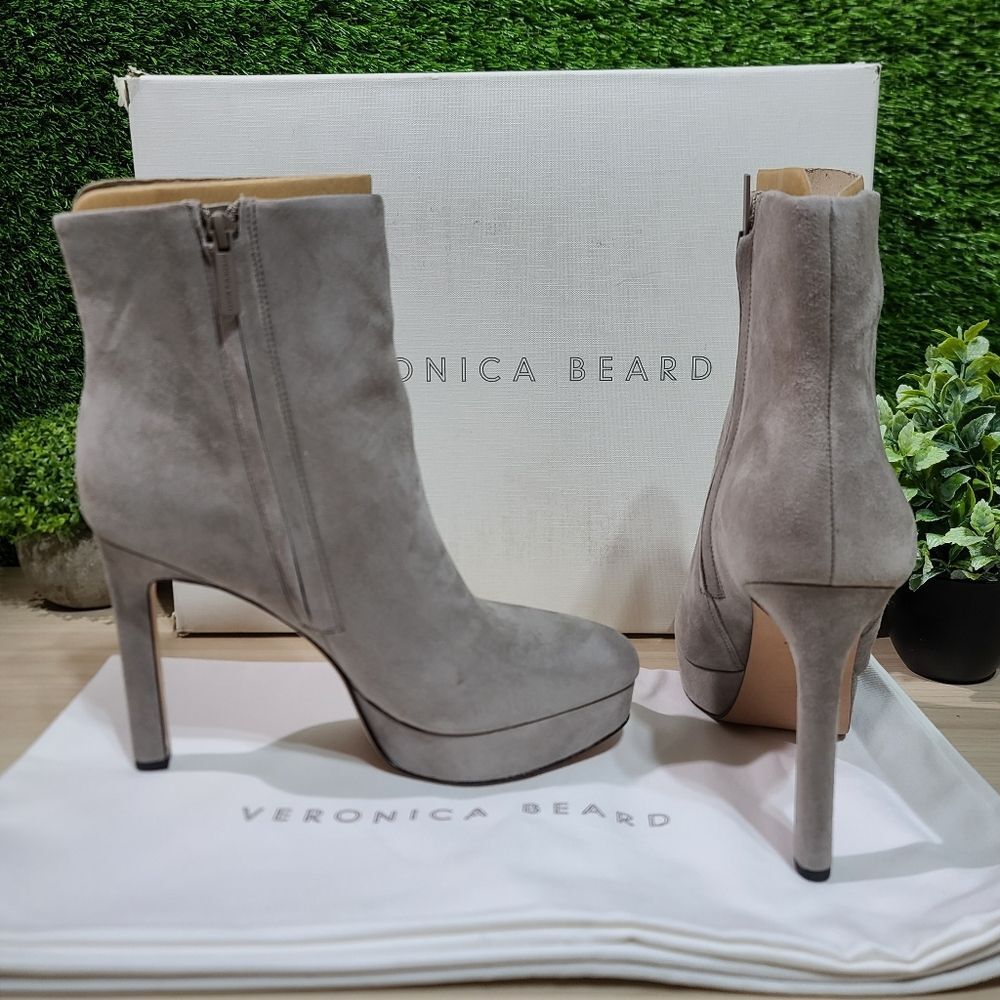 Veronica Beard Dali Platform Bootie - Taupe Grey US 7.5 M NEW